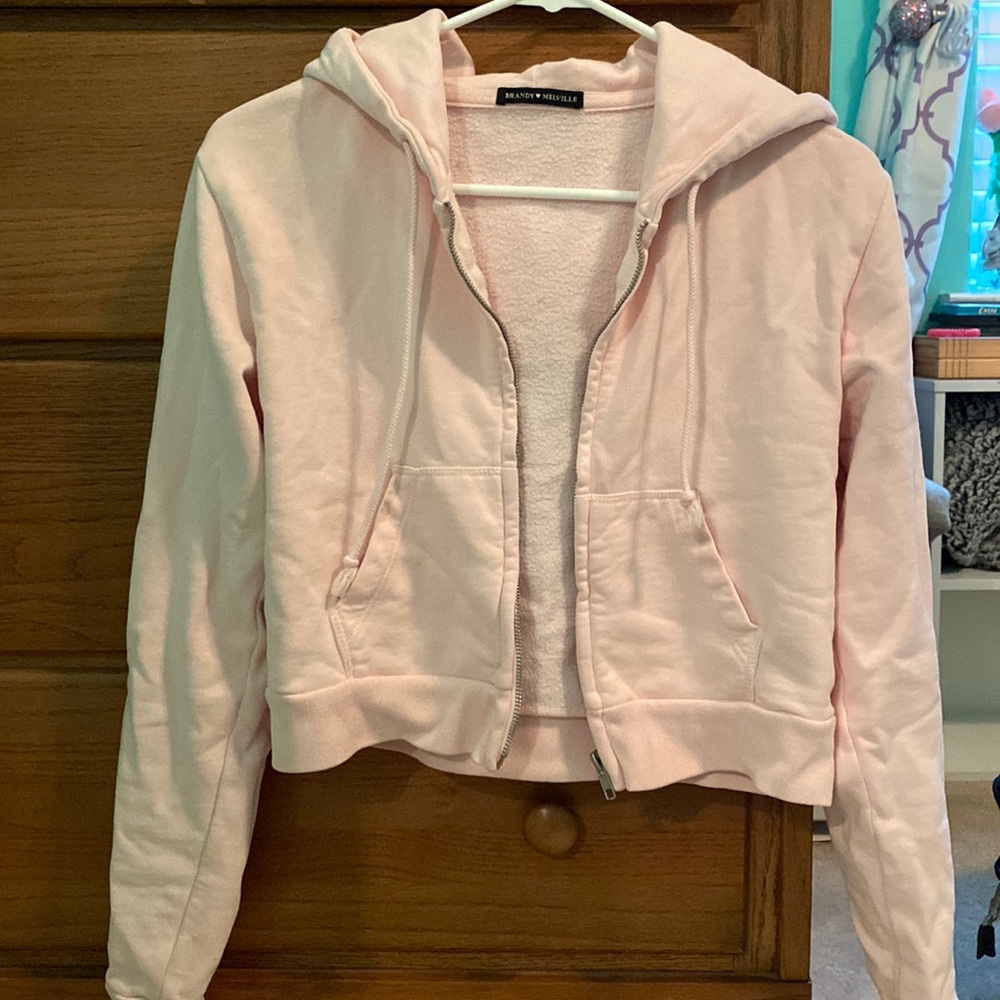 zip up jacket, brandy melville, pink